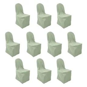 10 Pack Sage Green Polyester Banquet Chair Covers, Reusable Stain Resistant Slip On Chair Covers