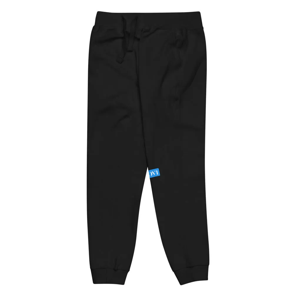 Capital H's Unisex Fleece Sweatpants (White Hoovi Print) Light Blue & Grey Logo