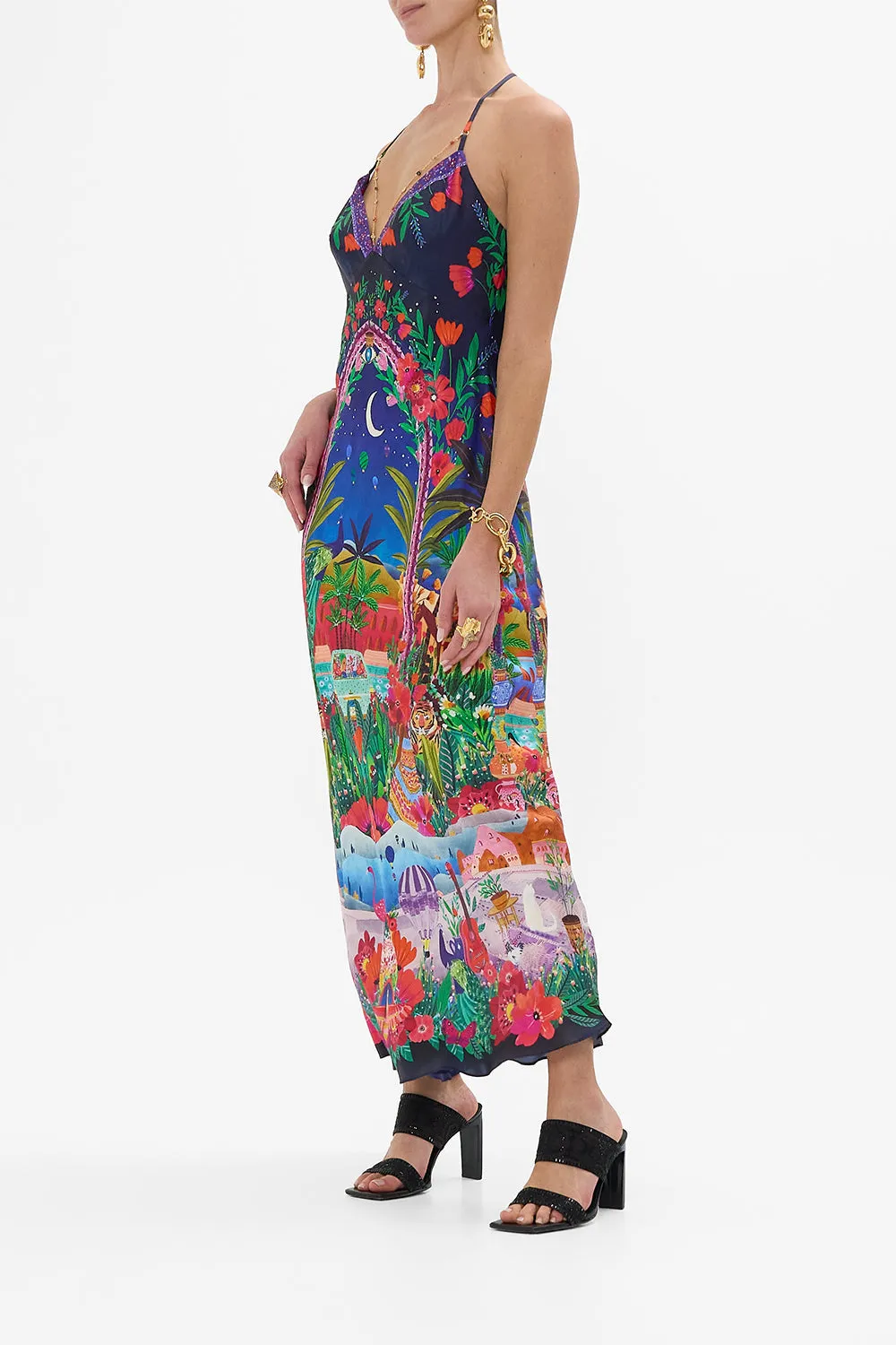 CHAIN DETAIL SLIP DRESS MIDNIGHT MUSES